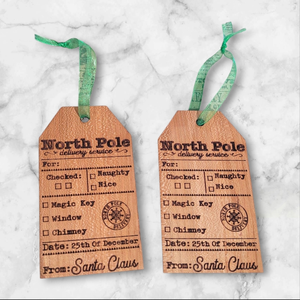 🪵2 Wooden Laser Engraved Christmas Gift Tags